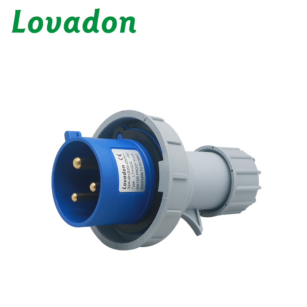 LTH-0232 IP67 Waterproof Industrial Plug 32A 380V 415V 2P+E Dustproof Shockproof Heavy Duty for Outdoor Use