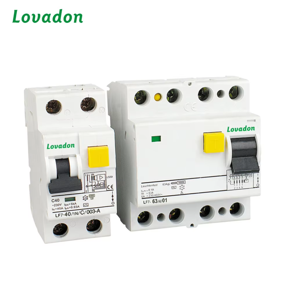 LF7 4P RCBO 63A Residual Current Circuit Breaker RCCB Overload Short Leakage Protection Din Rail